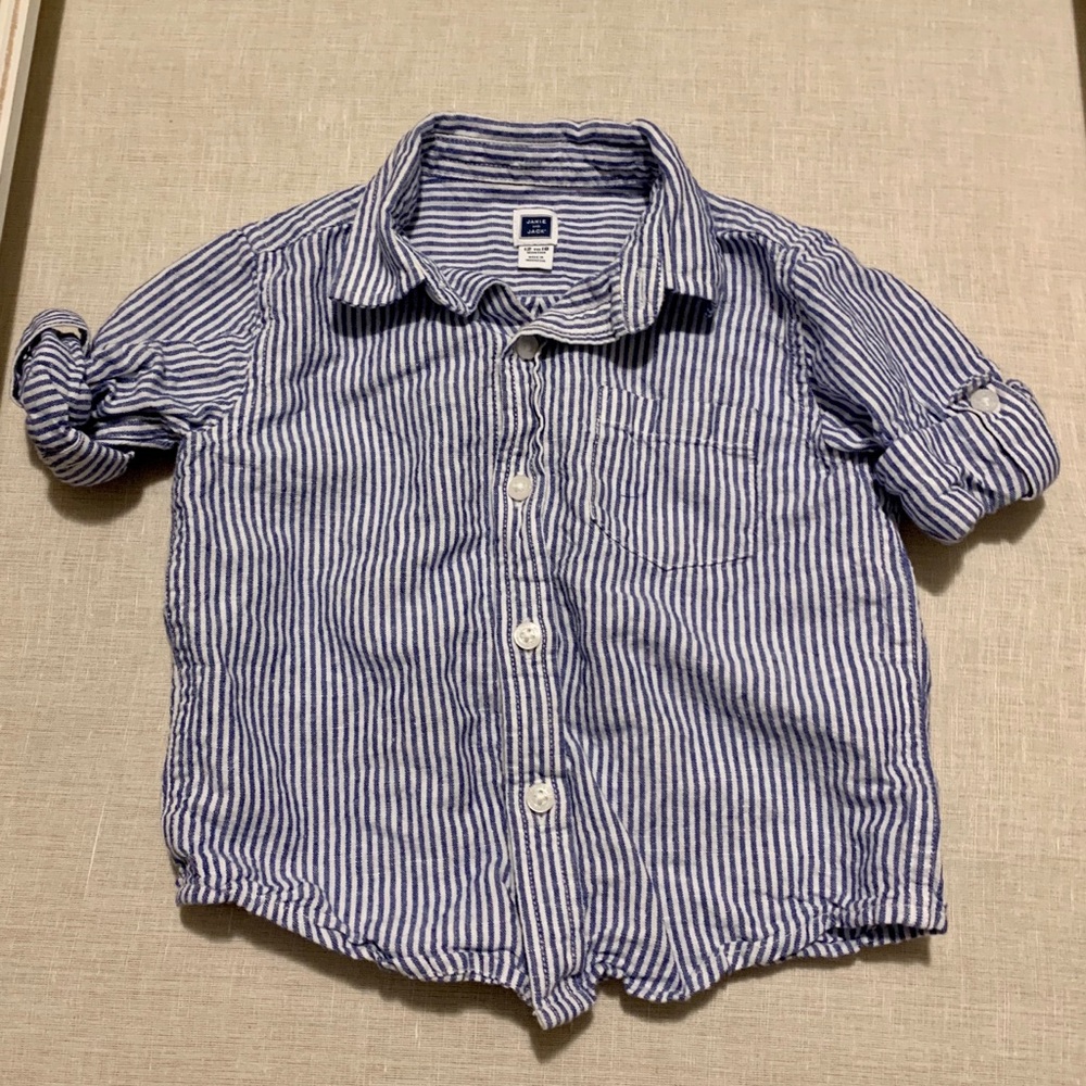 Janie and Jack Button Shirt Stripped 12-18M